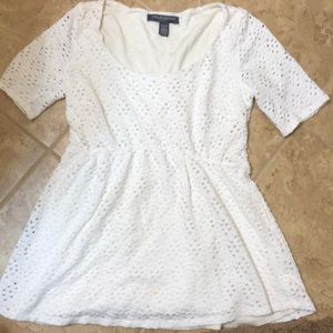 A pea in the pod eyelet layered maternity top